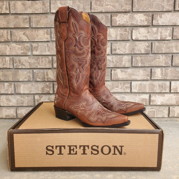 Stetson Shoes - New Stetson's women's leather cowboy embroidery